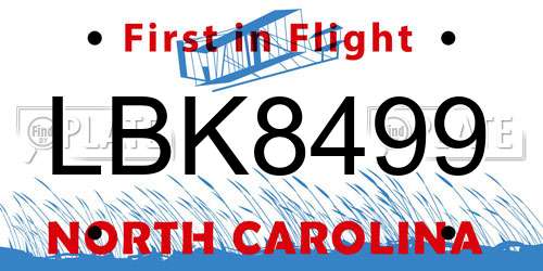 LBK8499 North Carolina License Plate