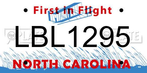 LBL1295 North Carolina License Plate