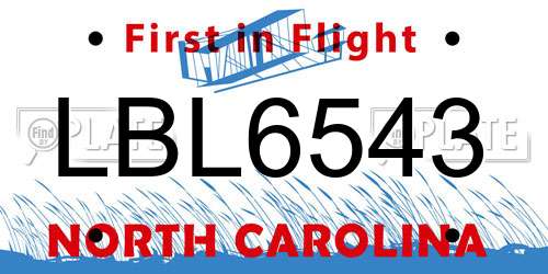 LBL6543 North Carolina License Plate