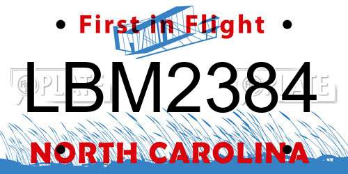 LBM2384 North Carolina License Plate