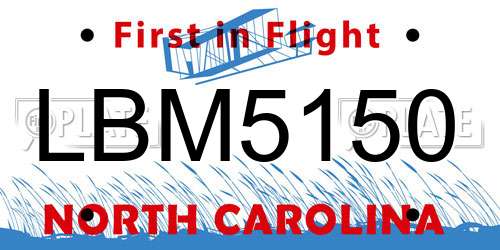 LBM5150 North Carolina License Plate