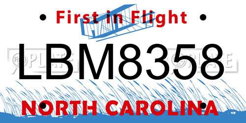 LBM8358 North Carolina License Plate