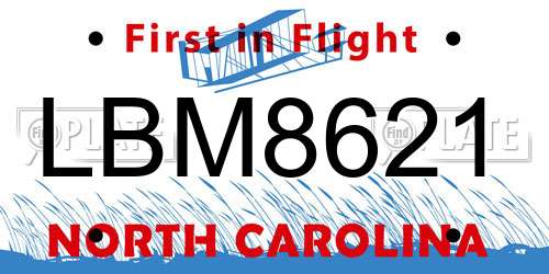 LBM8621 North Carolina License Plate