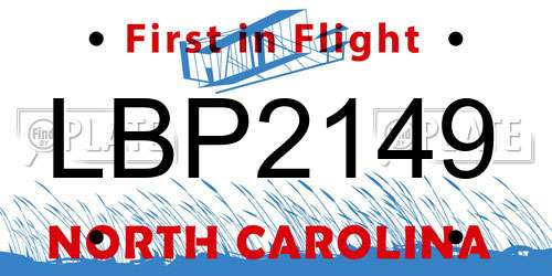 LBP2149 North Carolina License Plate