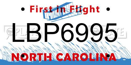LBP6995 North Carolina License Plate