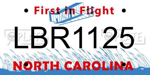 LBR1125 North Carolina License Plate