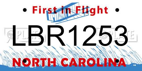 LBR1253 North Carolina License Plate