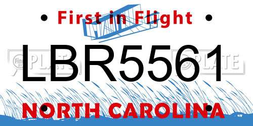 LBR5561 North Carolina License Plate