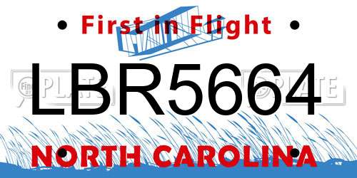 LBR5664 North Carolina License Plate