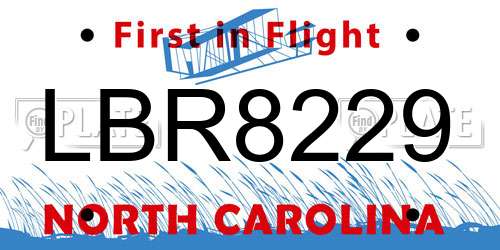 LBR8229 North Carolina License Plate