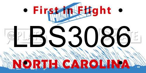 LBS3086 North Carolina License Plate