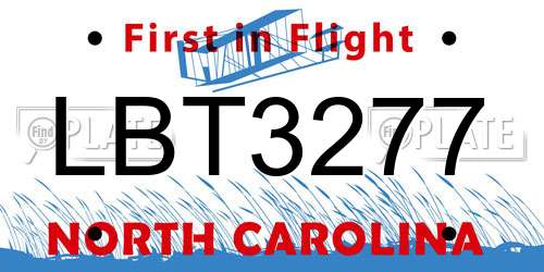 LBT3277 North Carolina License Plate