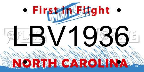 LBV1936 North Carolina License Plate