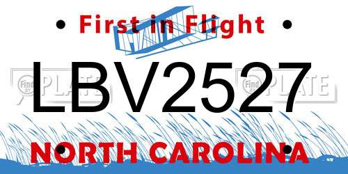 LBV2527 North Carolina License Plate