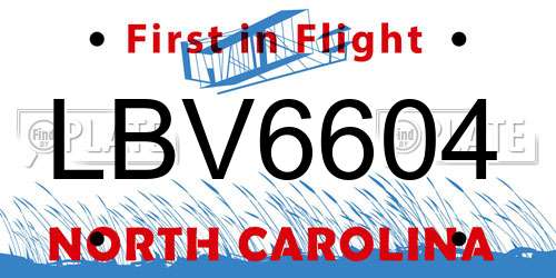 LBV6604 North Carolina License Plate