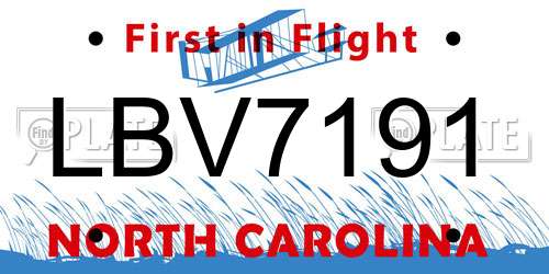 LBV7191 North Carolina License Plate