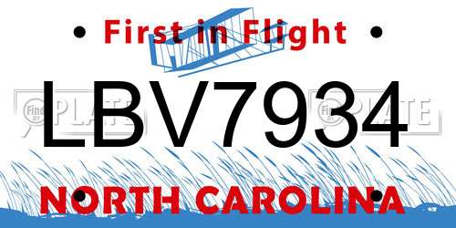 LBV7934 North Carolina License Plate