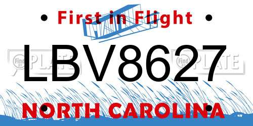 LBV8627 North Carolina License Plate
