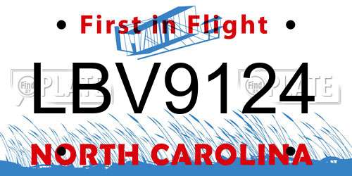 LBV9124 North Carolina License Plate