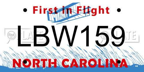 LBW159 North Carolina License Plate