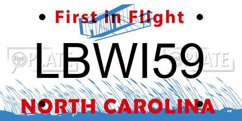 LBWI59 North Carolina License Plate