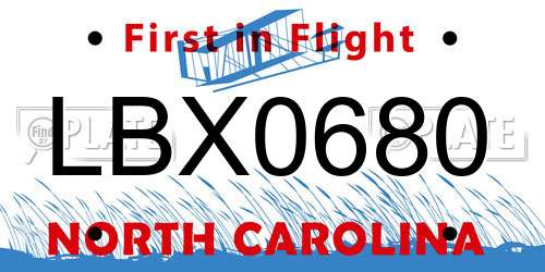 LBX0680 North Carolina License Plate