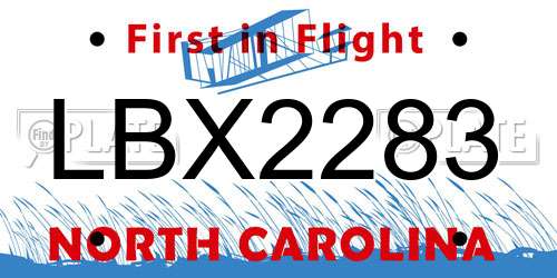 LBX2283 North Carolina License Plate