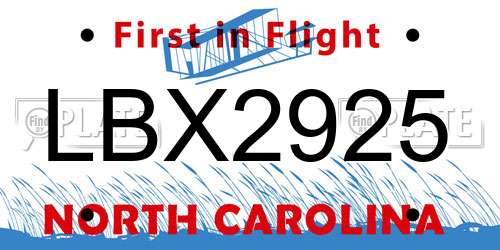 LBX2925 North Carolina License Plate