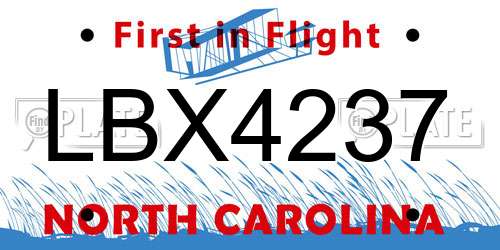 LBX4237 North Carolina License Plate