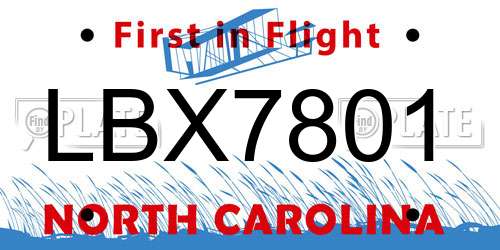 LBX7801 North Carolina License Plate