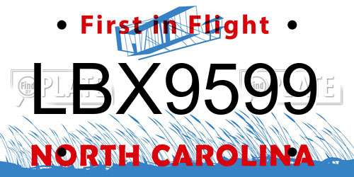 LBX9599 North Carolina License Plate