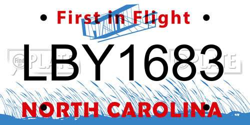 LBY1683 North Carolina License Plate