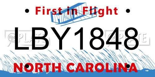 LBY1848 North Carolina License Plate