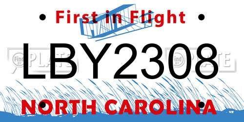 LBY2308 North Carolina License Plate