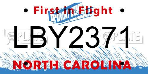 LBY2371 North Carolina License Plate