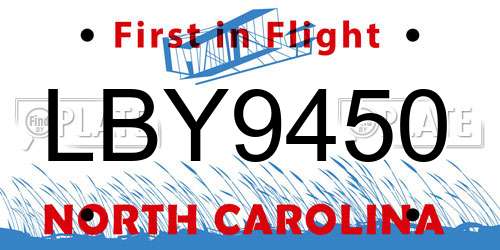 LBY9450 North Carolina License Plate