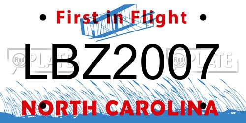 LBZ2007 North Carolina License Plate