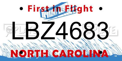 LBZ4683 North Carolina License Plate