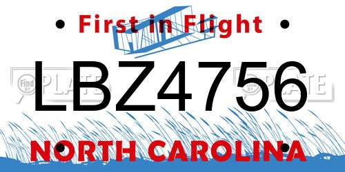LBZ4756 North Carolina License Plate