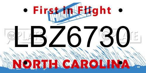 LBZ6730 North Carolina License Plate