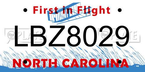 LBZ8029 North Carolina License Plate