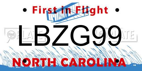 LBZG99 North Carolina License Plate