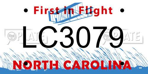 LC3079 North Carolina License Plate