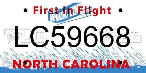 LC59668 North Carolina License Plate