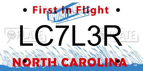 LC7L3R North Carolina License Plate