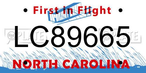 LC89665 North Carolina License Plate