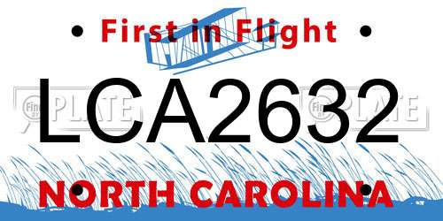LCA2632 North Carolina License Plate