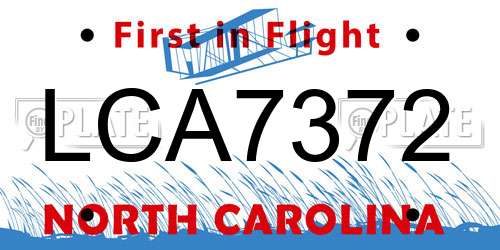 LCA7372 North Carolina License Plate
