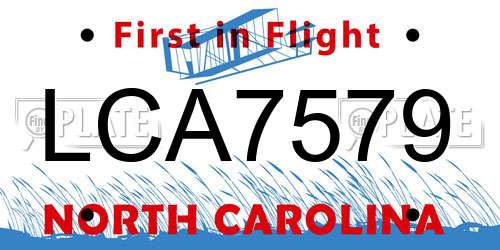 LCA7579 North Carolina License Plate