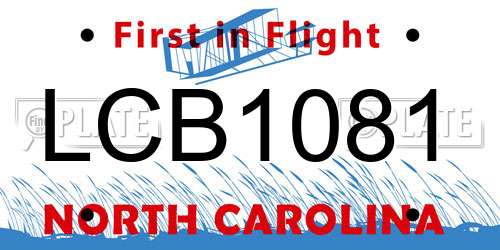 LCB1081 North Carolina License Plate